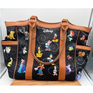 DISNEY Carry The Magic Tote Bag Purse Tinkerbell Charm Black Handbag   0230